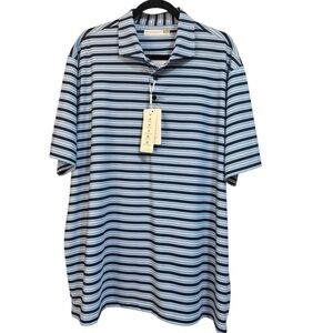 NWT Hart Schaffner Marx Men’s XXL Polo Shirt Blue Stripe Luxury Performance Golf
